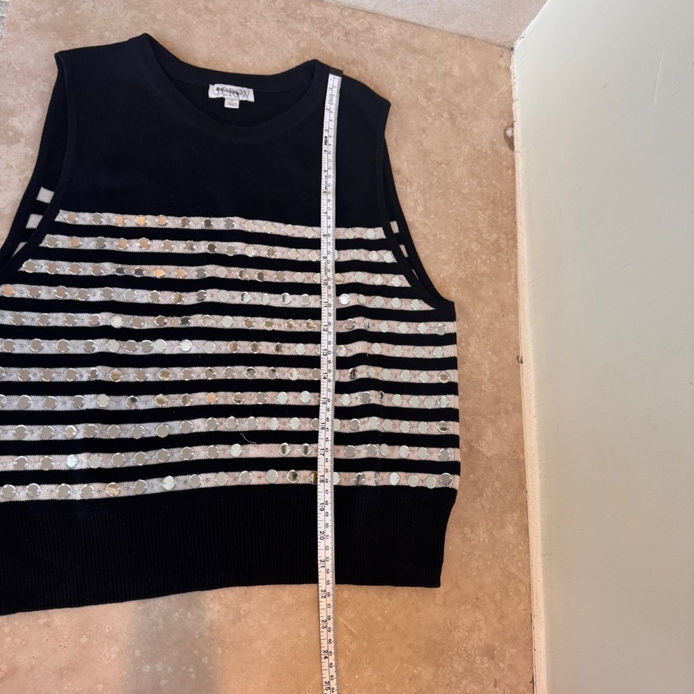 J Crew Black Ivory Embellished Sleeveless Sweater Shell Womens Size XL - Picture 10 of 13